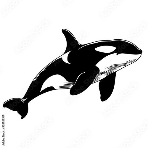 Orca Vector Illustration in Black