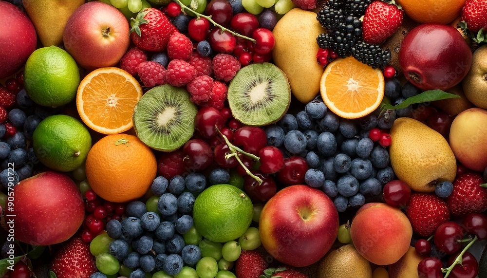 A vibrant canvas of different berries, including strawberries, blueberries, blackberries, raspberries, cranberries, gooseberries, red currants, elderberries, goji berries, and cloudberries, showcasing A vibrant canvas of different berries, including strawberries, blueberries, blackberries, raspberries, cranberries, gooseberries, red currants, elderberries, goji berries, and cloudberries, showcasing