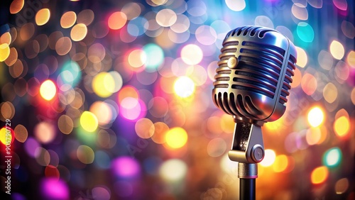 Vintage Microphone with Colorful Bokeh Lights, microphone, vintage, music , concert