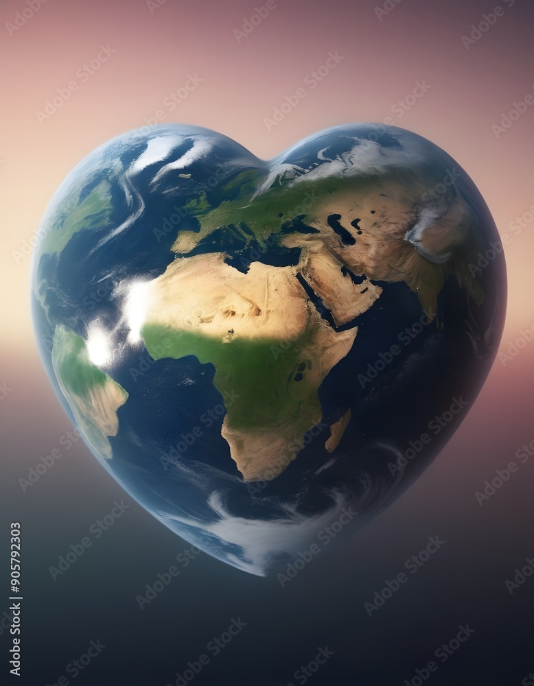 Naklejka premium Heart-shaped globe.