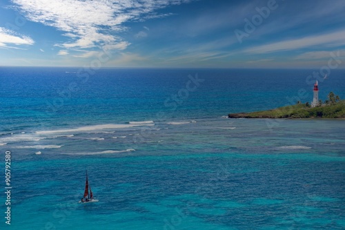 ilet du gosier en guadeloupe avec une mer bleue turquoise