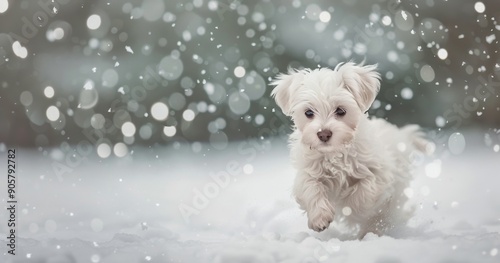 Snowy Day Adventure of a Playful Dog in a Winter Wonderland