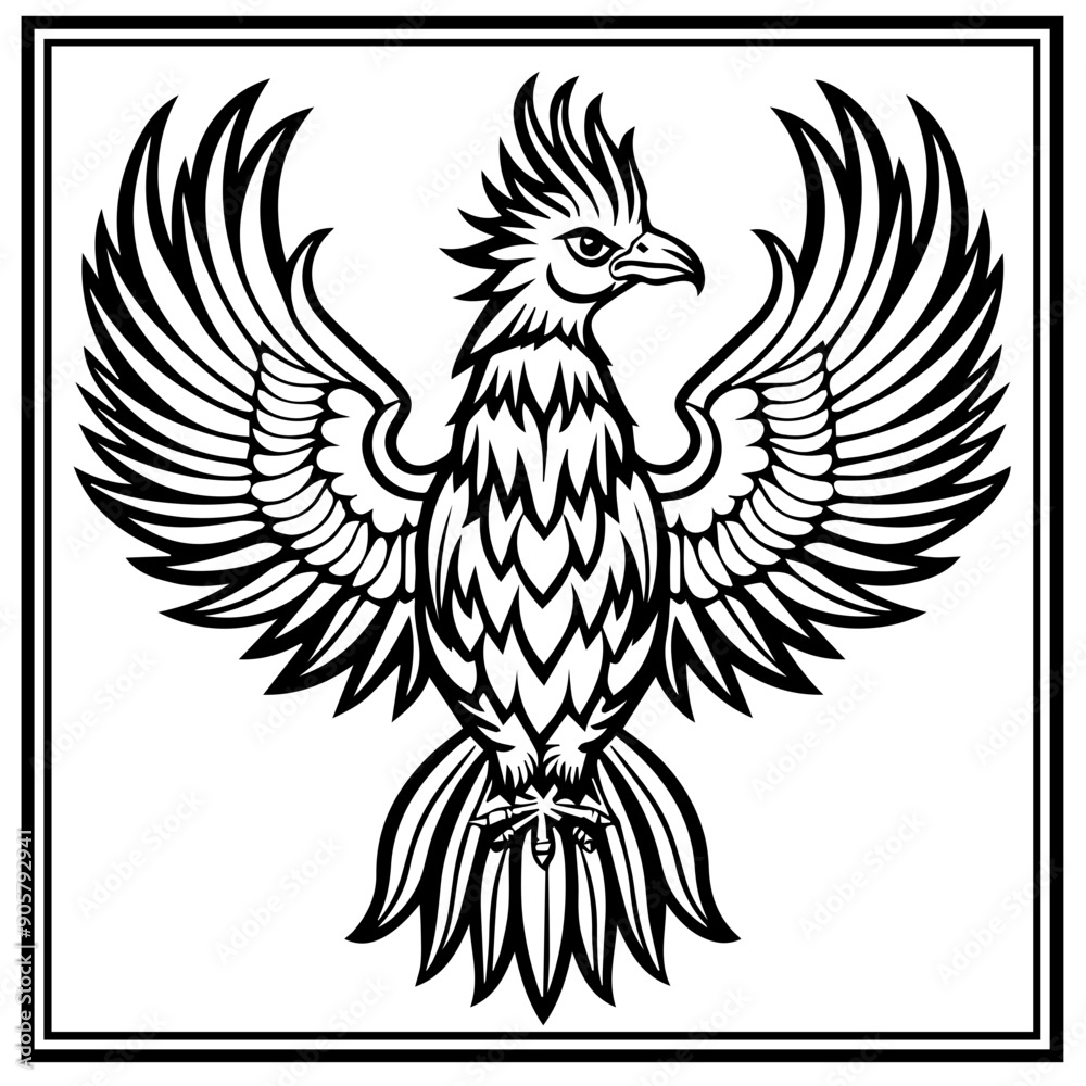 Intricate Black Phoenix Vector Illustration Intricate Black Phoenix Vector Illustration