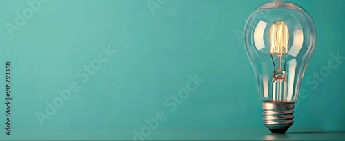Vintage Light Bulb on a Turquoise Background