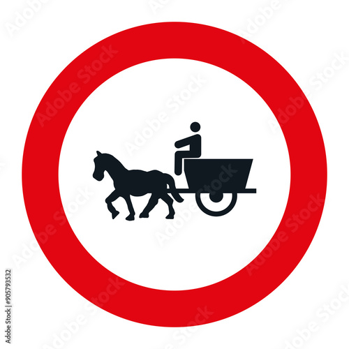 PROHIBITORI SIGN, R-113 - Denied entry to animal-drawn vehicles - PNG photo