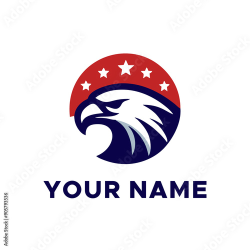 logo combination of eagle head with United States flag
