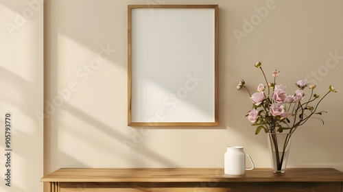 flowers in a vase with a white frame mockup and text that may be copied and pasted photo