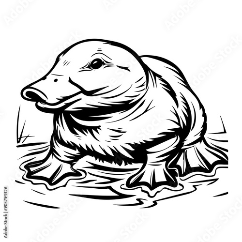Platypus Black Vector Illustration