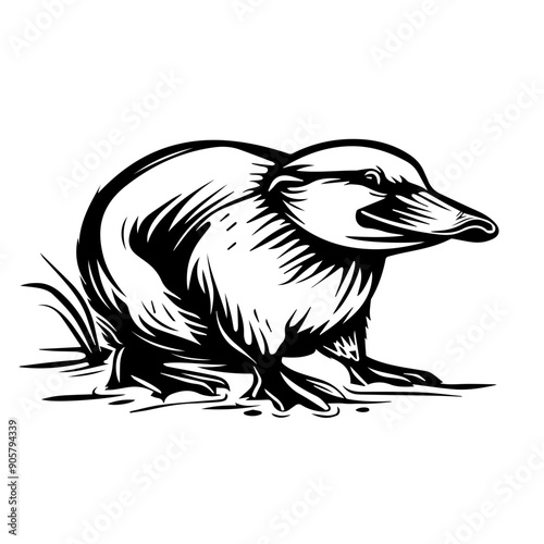 Platypus Black Vector Illustration