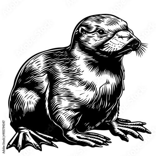 Platypus Black Vector Illustration