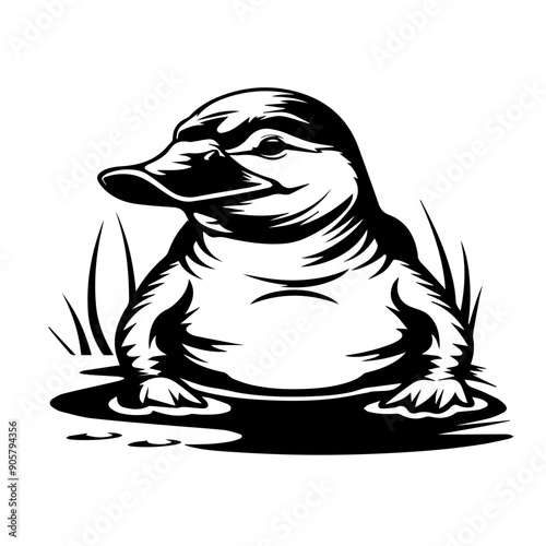 Platypus Black Vector Illustration