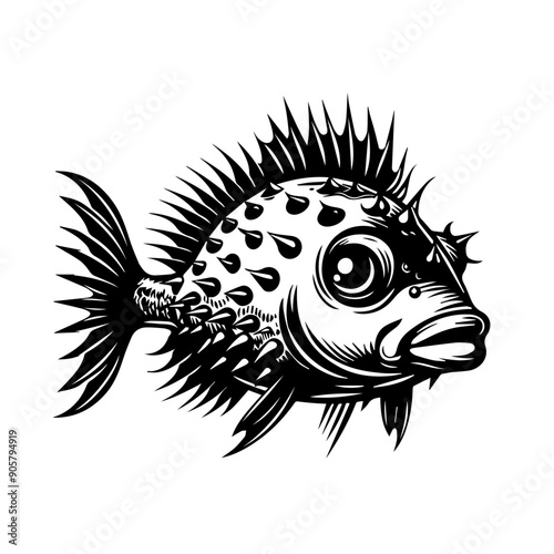 Pufferfish Black Vector Illustration