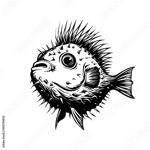 Pufferfish Black Vector Illustration