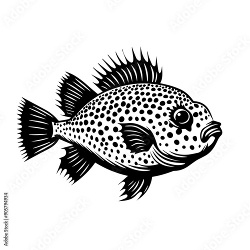 Pufferfish Black Vector Illustration