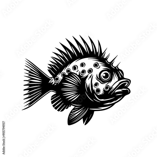 Pufferfish Black Vector Illustration