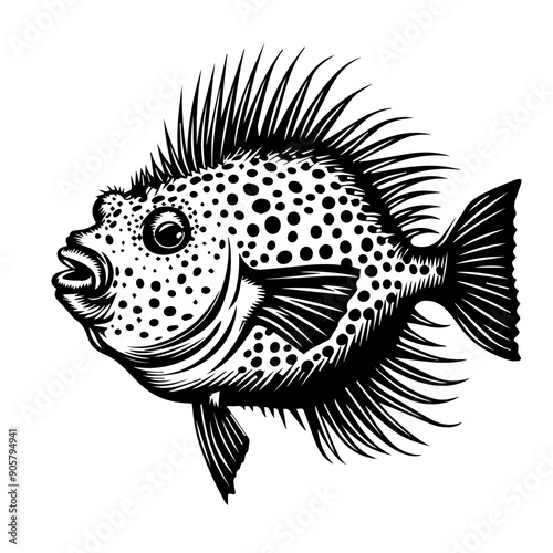 Pufferfish Black Vector Illustration