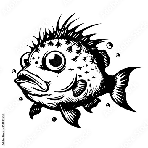 Pufferfish Black Vector Illustration