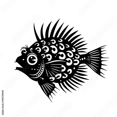 Pufferfish Black Vector Illustration