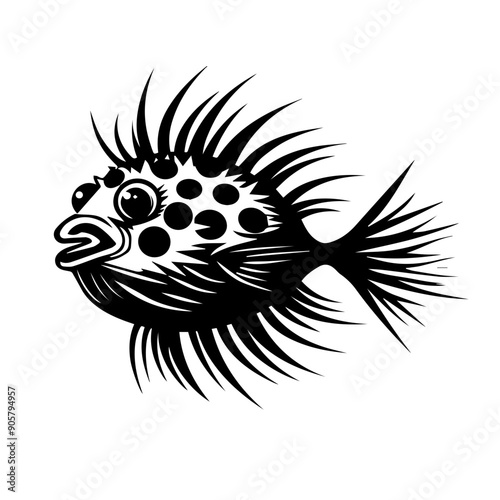 Pufferfish Black Vector Illustration
