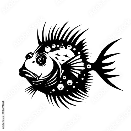 Pufferfish Black Vector Illustration