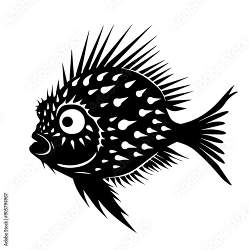 Pufferfish Black Vector Illustration