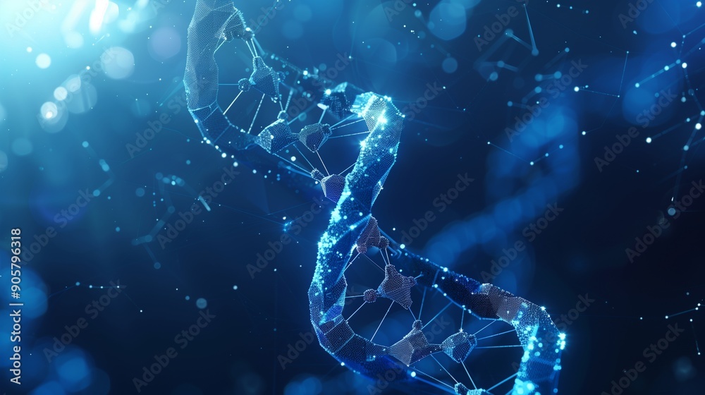 Concept Medical blue Banner with sun light, code of genetic human ...