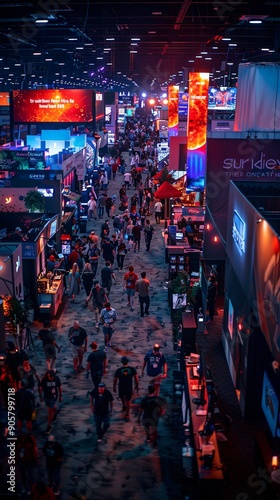 A Busy Crowd at a Technology Convention