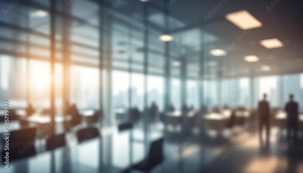 Abstract business setting environment blurred modern office through window glass with bokeh light background generative ai Abstract business setting environment blurred modern office through window glass with bokeh light background generative ai