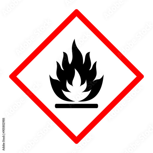 Flammable substances sign. Vector illustration of GHS hazard pictogram warning sign with flame fire inside. Attention. Caution flammable materials. hazard icon. printable vector.