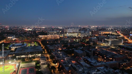 Wallpaper Mural Aerial shot of Chicago at night with fireworks Torontodigital.ca