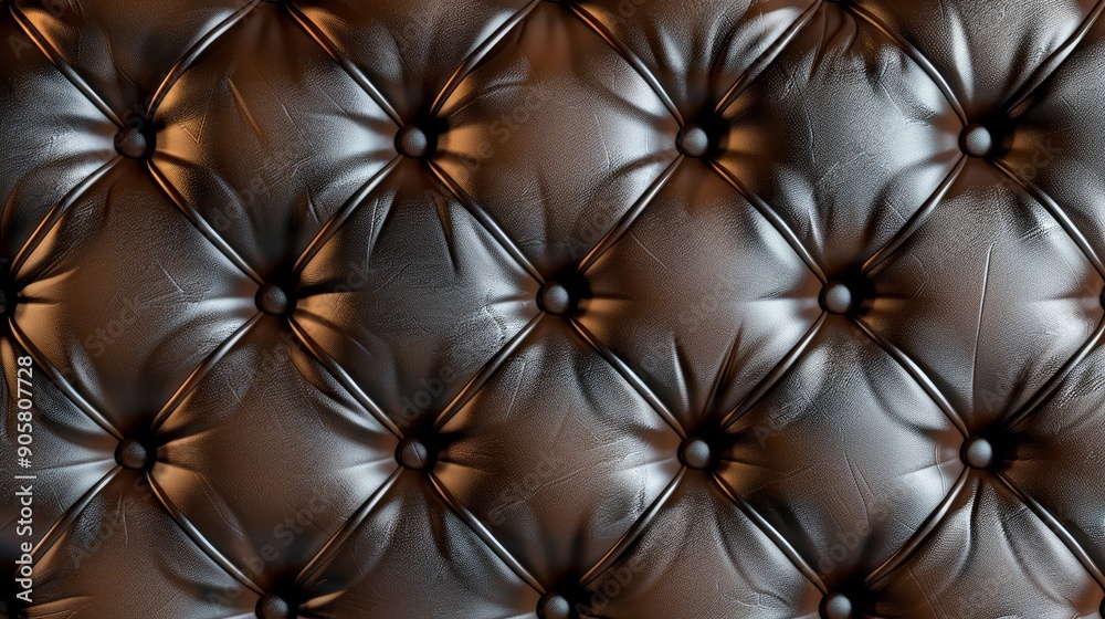 Brown Leather Upholstery with Buttons Texture
