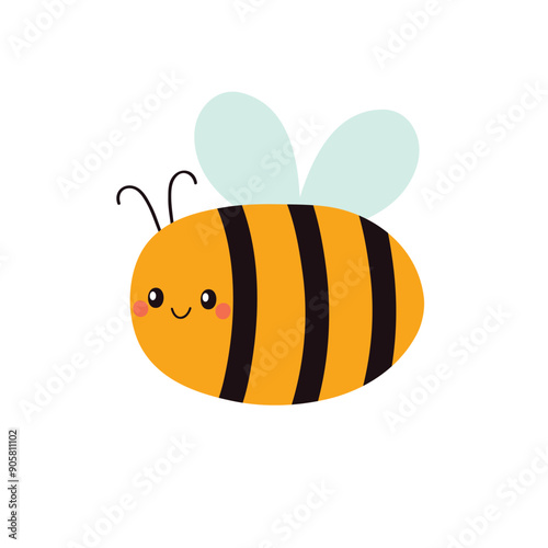 Cute cartoon bee. Childish vector illustration isolated on white background. 