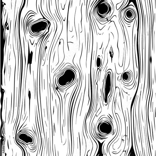 Wood Grain Texture Vector Illustration with Knots