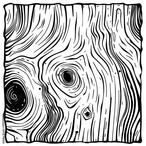 Wood Grain Texture Vector Illustration with Knots