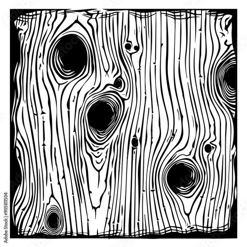 Wood Grain Texture Vector Illustration with Knots
