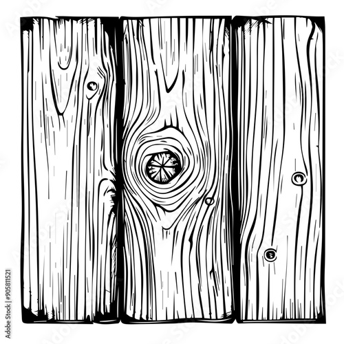 Wood Grain Texture Vector Illustration with Knots