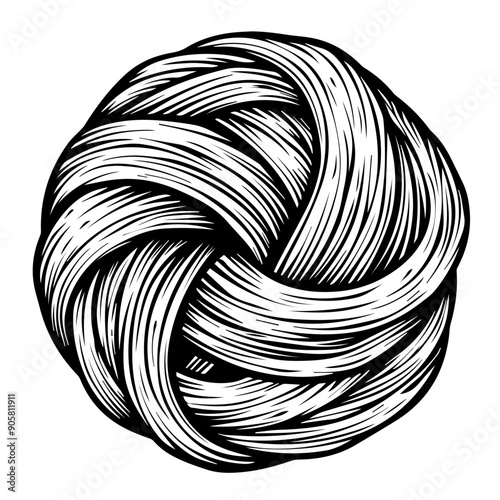 Hand-Drawn Yarn Ball Illustration Vector in Black