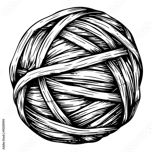 Hand-Drawn Yarn Ball Illustration Vector in Black