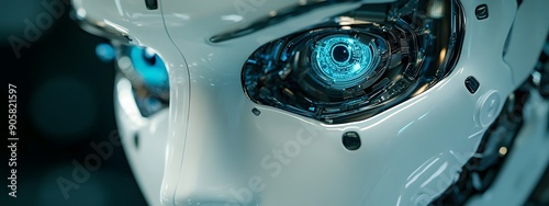 Futuristic Robot Face. Artificial Intelligence concept photo