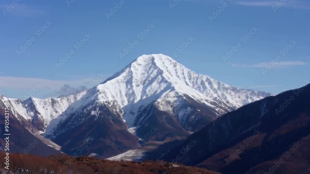 A breathtaking snowy mountain landscape showcasing a panoramic view under a clear blue sky, evoking adventure and tranquility. A breathtaking snowy mountain landscape showcasing a panoramic view under a clear blue sky, evoking adventure and tranquility.