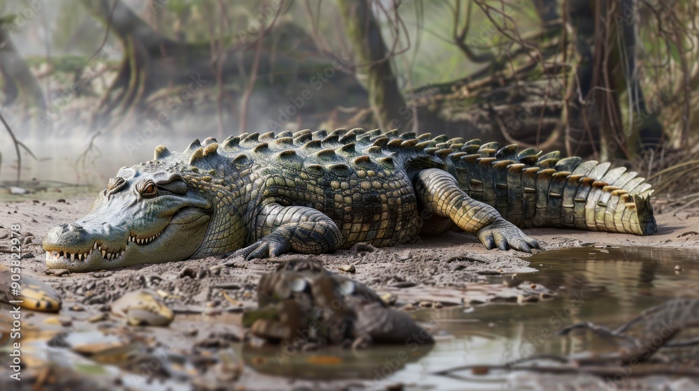 Crocodile Resting in a Swamp Crocodile Resting in a Swamp
