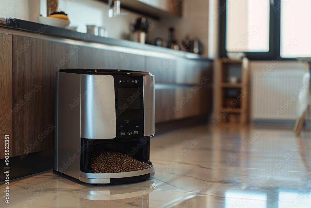 Automatic Coffee Bean Dispenser in Modern Kitchen