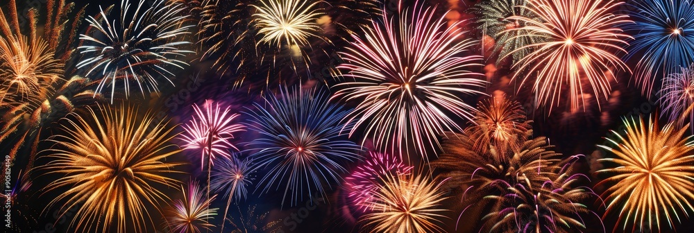 Large circle of fireworks in the night sky Large circle of fireworks in the night sky