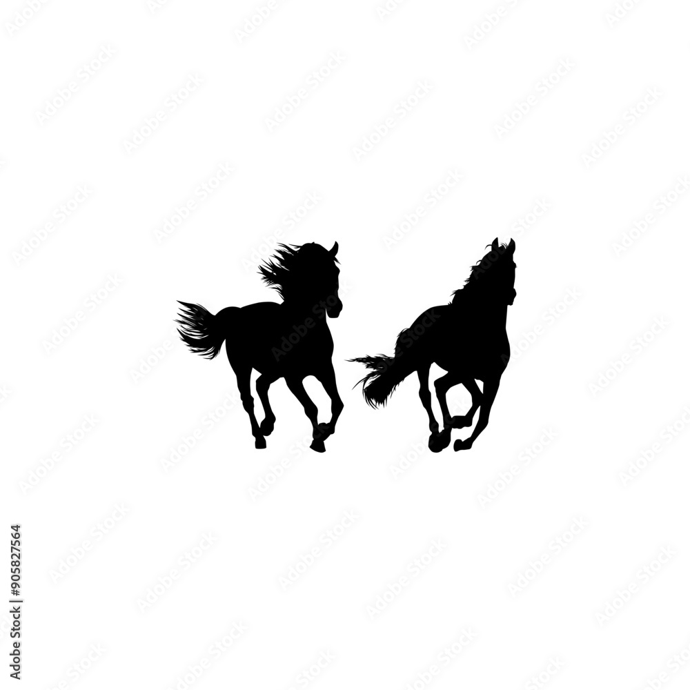 Pair Horse Silhouette, flat style, can use for Logo Gram, Art Illustration, Emblem, Pictogram, Apps, Website or Graphic Design Element. Vector Illustration Pair Horse Silhouette, flat style, can use for Logo Gram, Art Illustration, Emblem, Pictogram, Apps, Website or Graphic Design Element. Vector Illustration