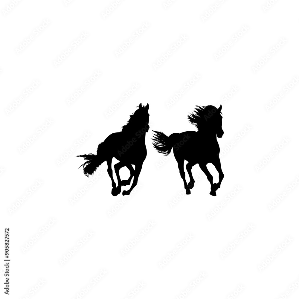Pair Horse Silhouette, flat style, can use for Logo Gram, Art Illustration, Emblem, Pictogram, Apps, Website or Graphic Design Element. Vector Illustration Pair Horse Silhouette, flat style, can use for Logo Gram, Art Illustration, Emblem, Pictogram, Apps, Website or Graphic Design Element. Vector Illustration