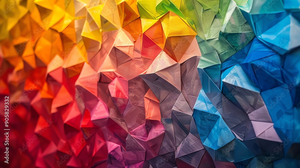 Vibrant abstract polygonal background with a gradient of rainbow colors, creating a dynamic, geometric, and artistic visual effect. Vibrant abstract polygonal background with a gradient of rainbow colors, creating a dynamic, geometric, and artistic visual effect.