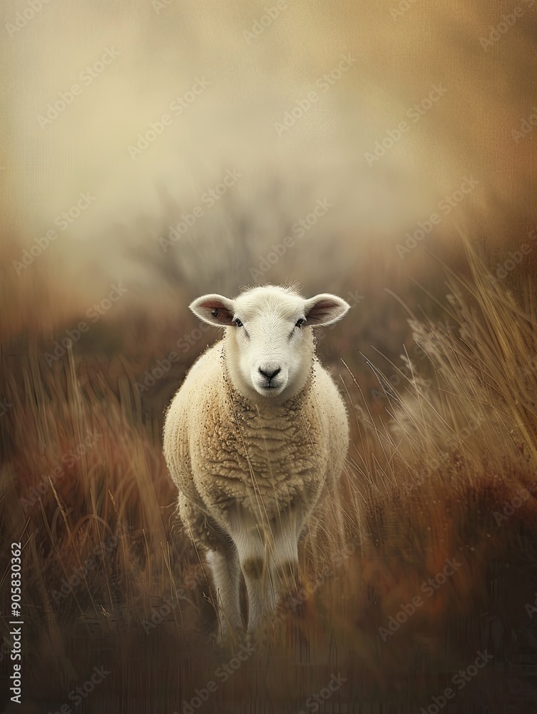 Obraz premium sheep isolated on abstract background