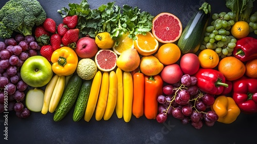 Fresh and Colorful Harvest Bounty. A diverse assortment of organic produce beautifully displayed