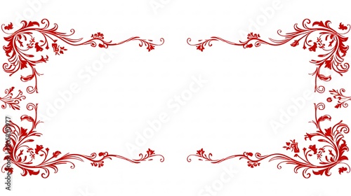 Simple red frame with a plain white background and simple design. photo