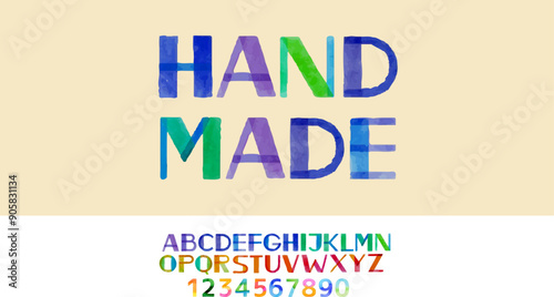watercolor alphabet – handmade style, vector font